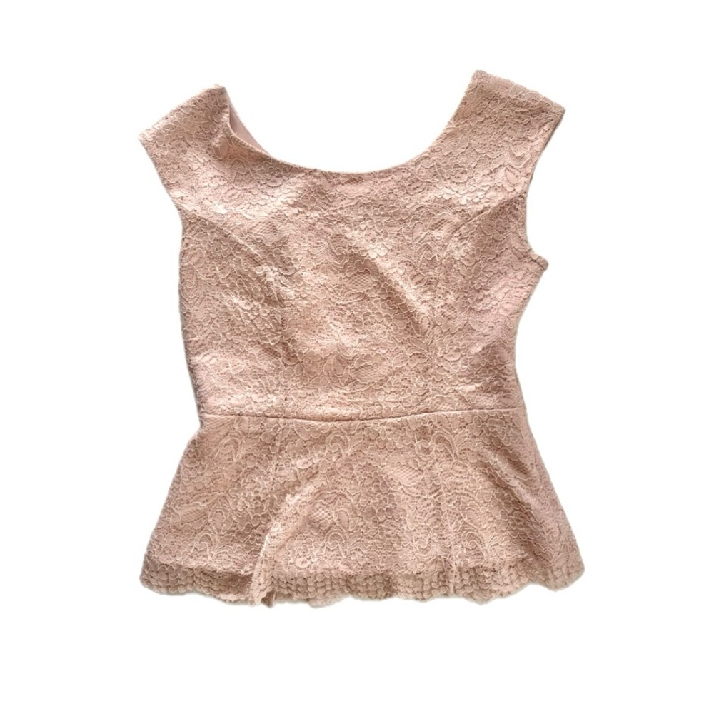 Lace Peplum Top in Blush Pink
